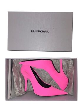 Balenciaga Women's Neon Pink Pointed-Toe High Heel Pumps